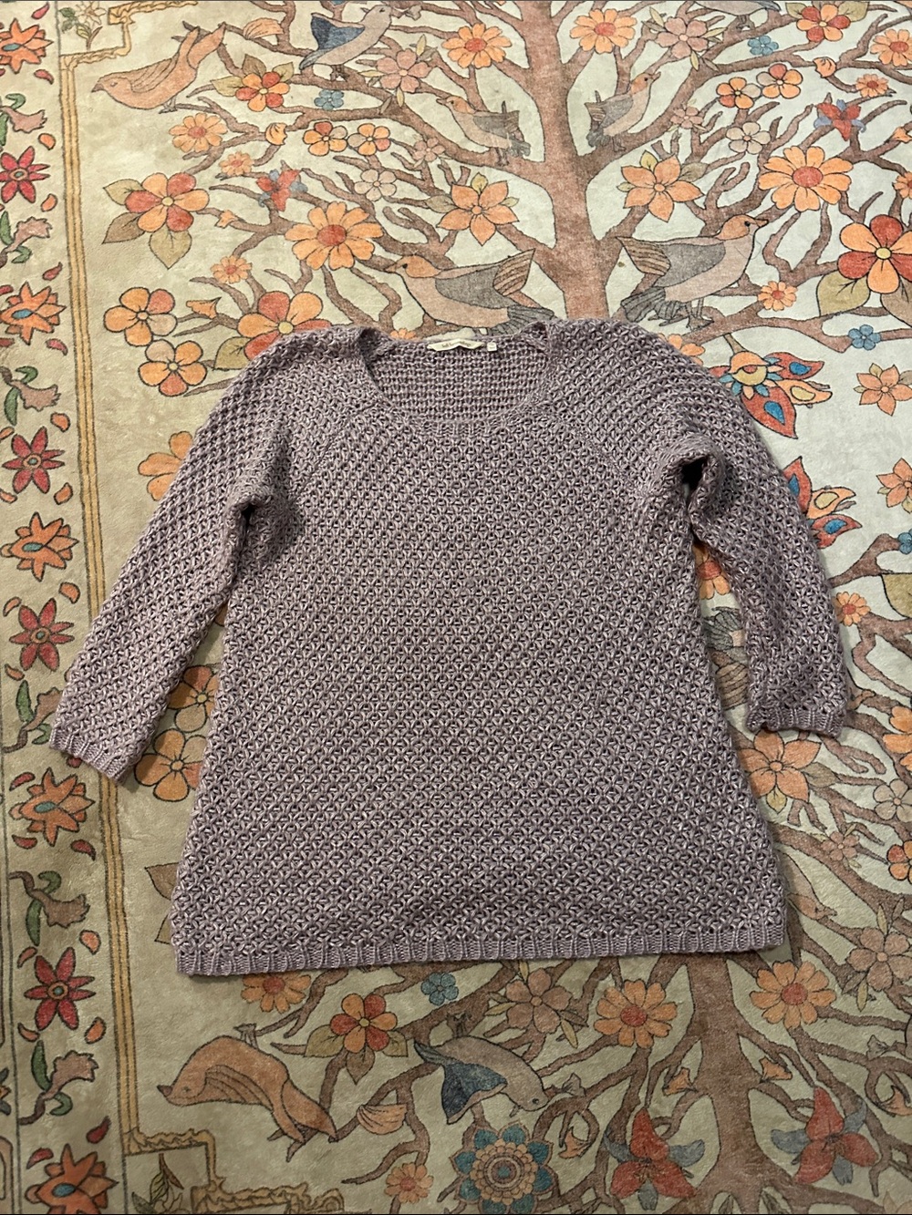 Soft Surroundings Lilac Open-Weave Scoop Neck Sweater